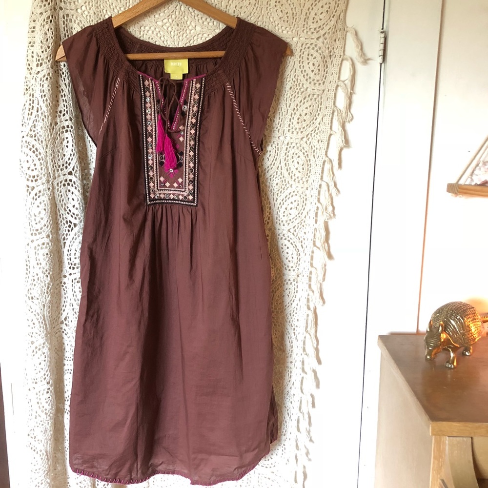MAEVE Boho Embroidered Brown Dress size 0